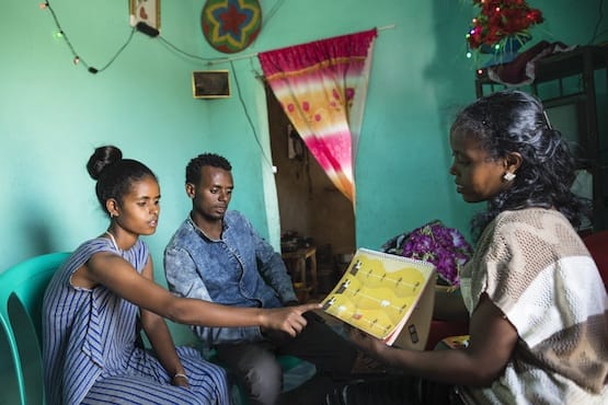 PSI Smart Start family planner with young couple in Ethiopia