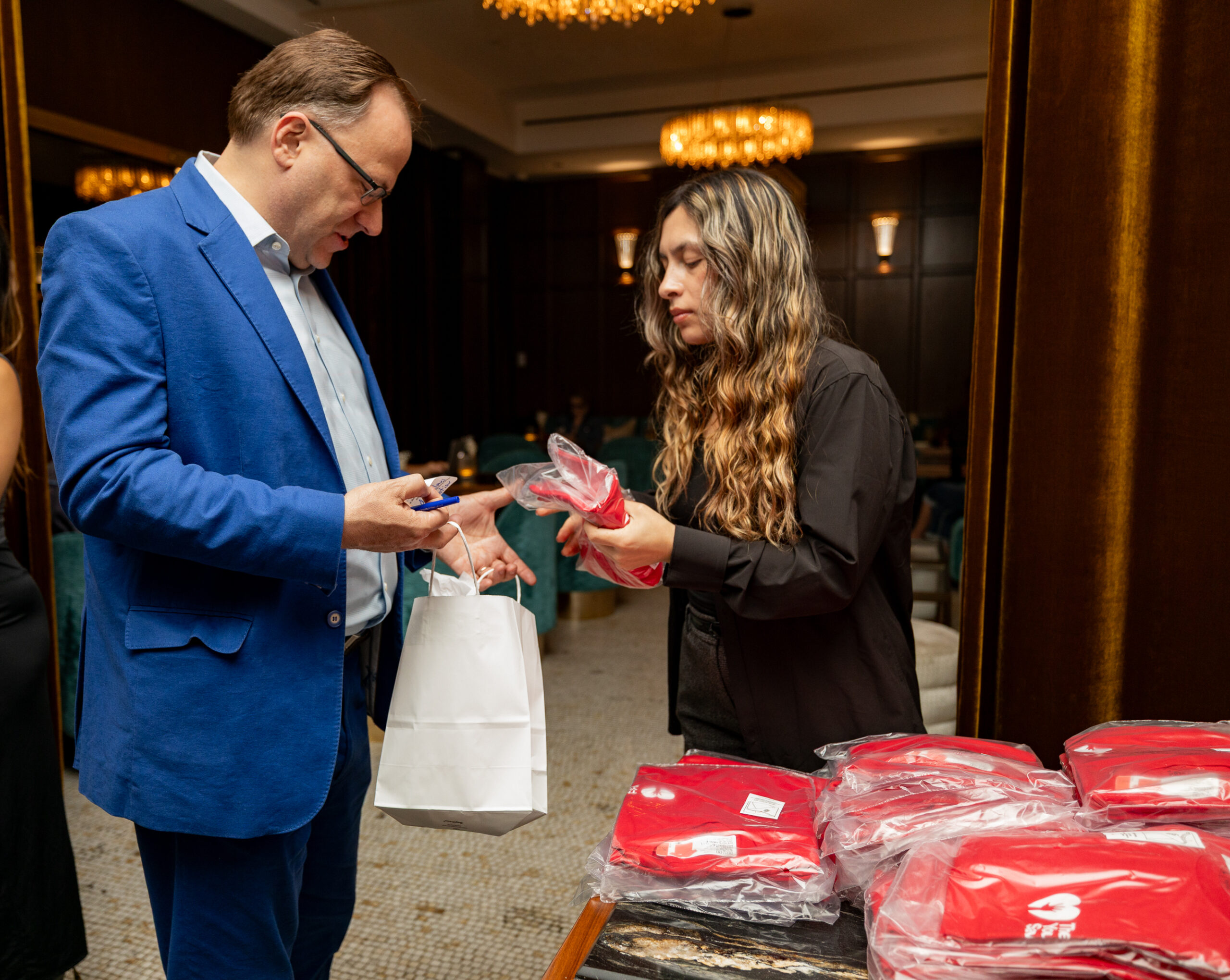 guests receiving goodie bags