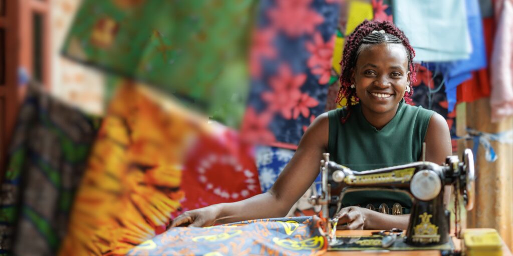 Lady sewing. Giving Season